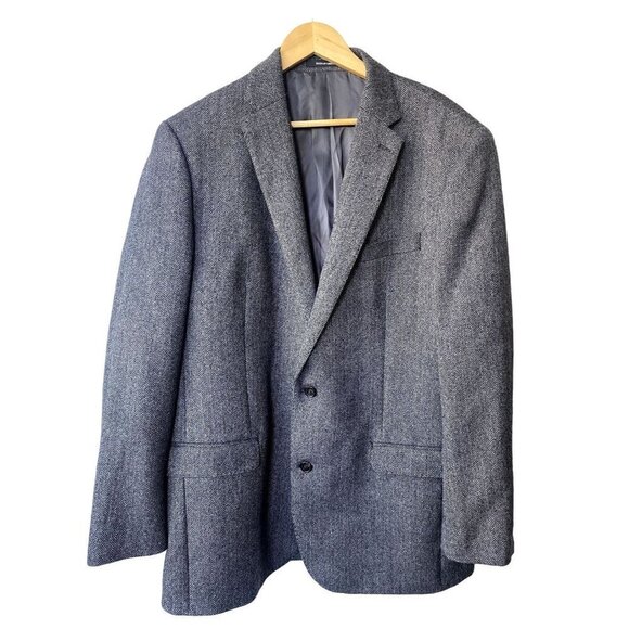 Lauren Ralph Lauren Black Label Size 46L Sport Coat Jacket Wool Herringbone Gray